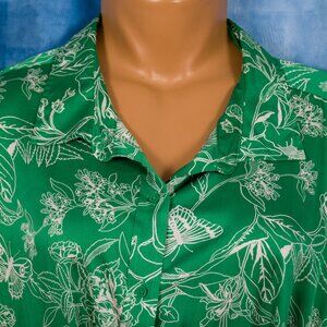 Ophelia Rose, Green and white Floral  Polyester and Spandex Satin Dress Size 2X